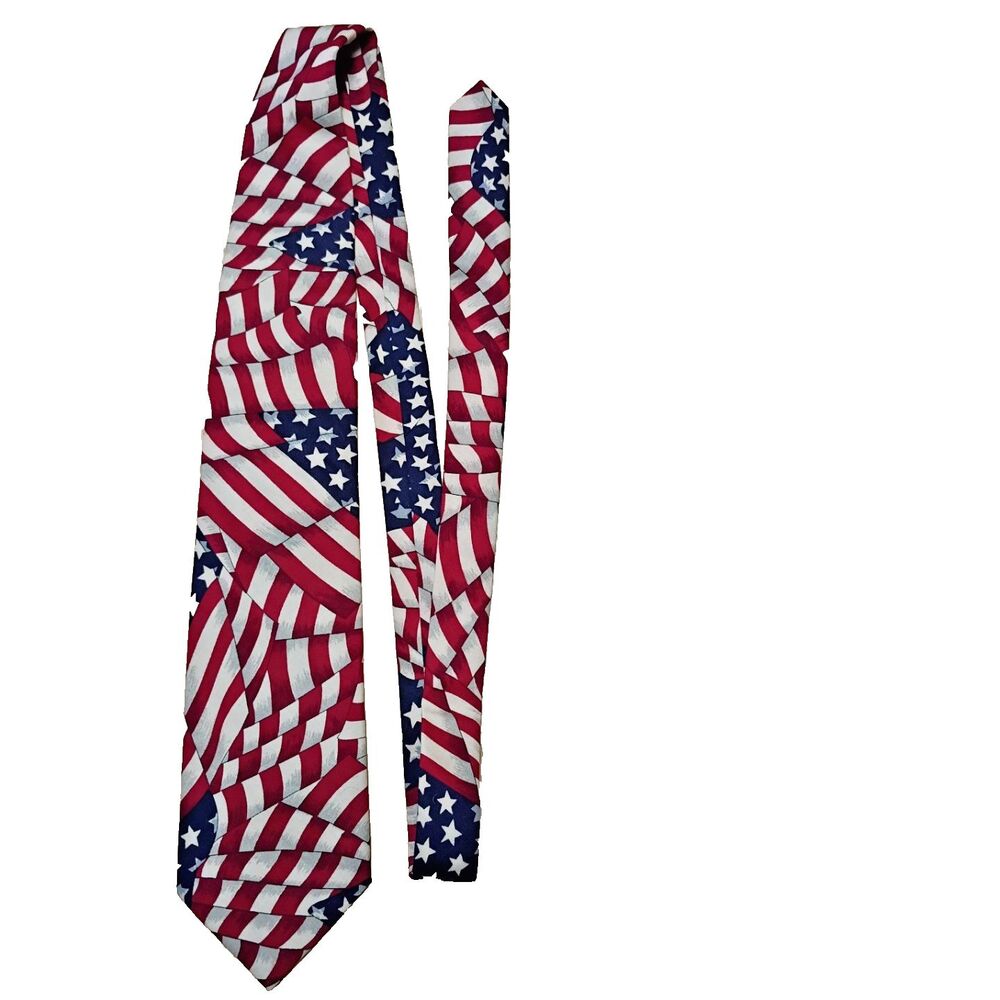 Beans McGee MADE IN THE USA Patriotic Red White and Blue Tie 100% Cotton